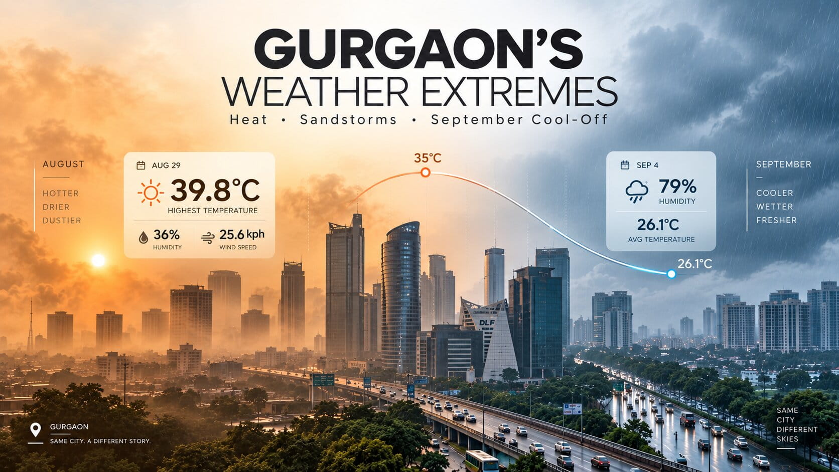 Gurgaon's August Heat Surge, Sandstorms, and September Cool-Off