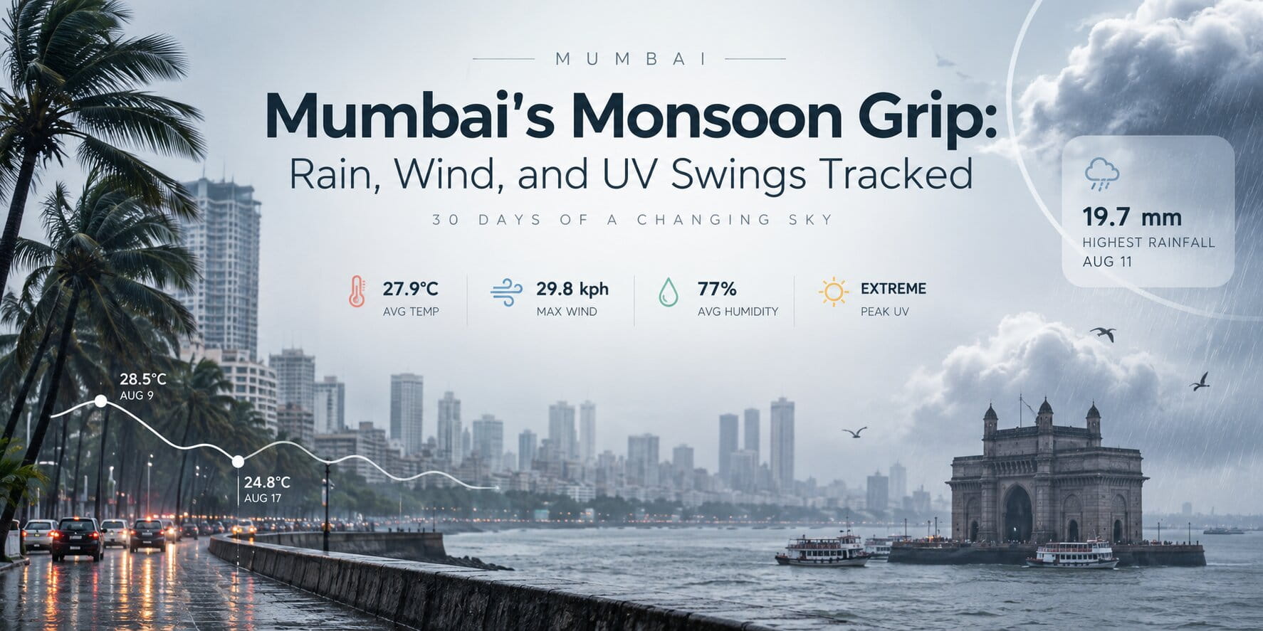 Mumbai's Monsoon Grip: Rain, Wind, and UV Swings Tracked