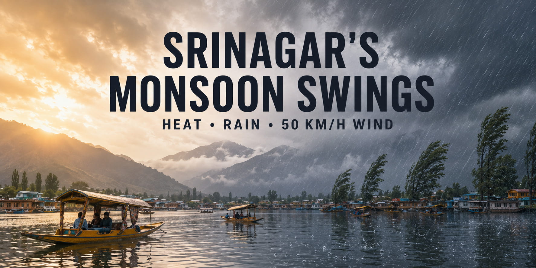 Srinagar's Monsoon Swings: Heat, Rain, and a 50 km/h Wind Jolt